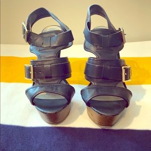 Black high healed sandals